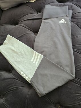 adidas Womens Two-Tone Gray & Light Gray Leggings